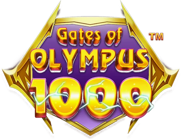 Gates of Olympus 1000 game logo with Zeus standing behind it
