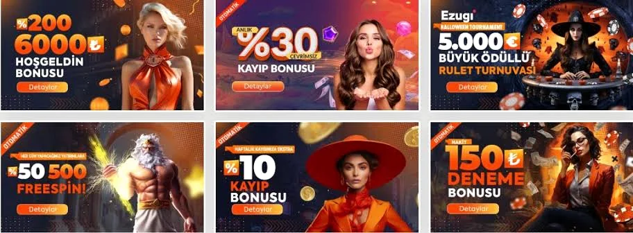 Casino bonus kampanyaları — hoş geldin, kayıp iadesi ve free spin banner'ları