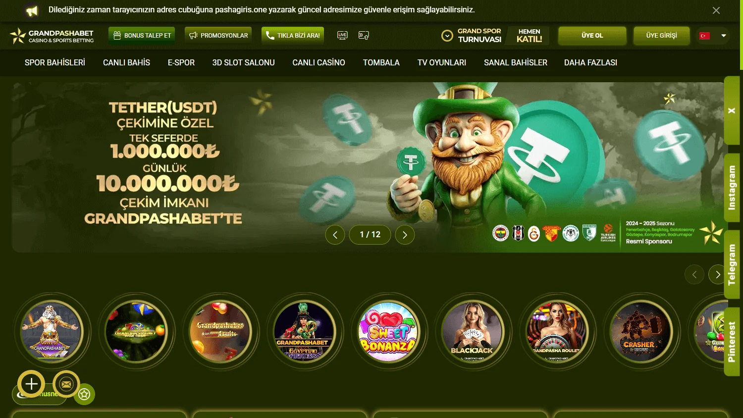 Grandpashabet casino ana sayfası — slot vitrini ve kampanyalar